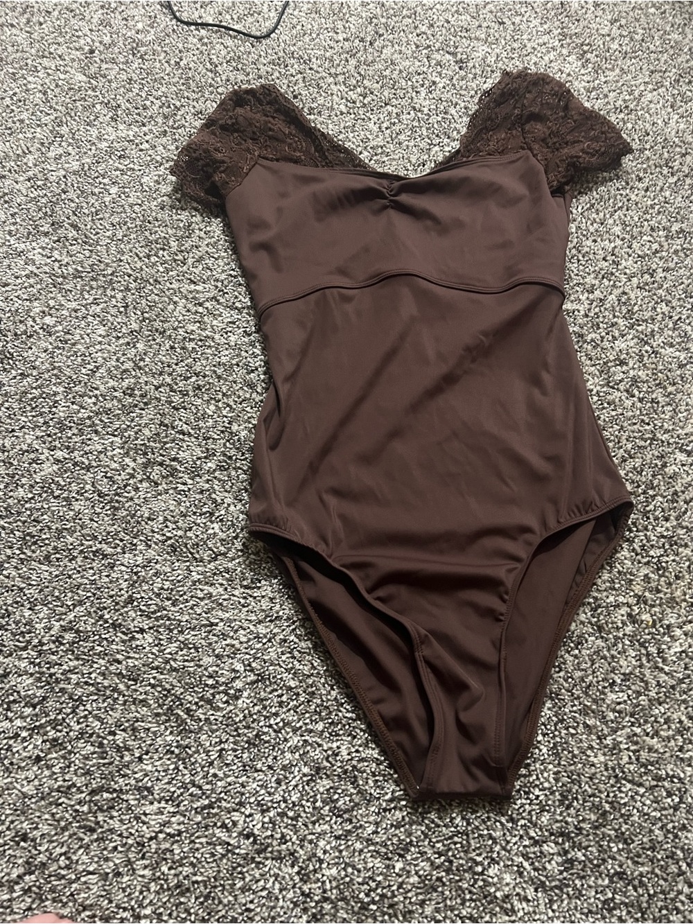 Lace-Trim Brown Women's leotard